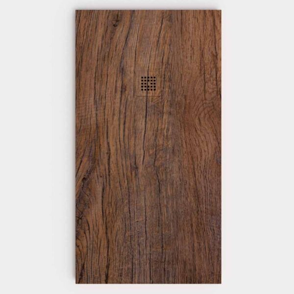 Base de duche em resina com efeito madeira Rosewood com textura de ardósia - antiderrapante STONE 3D moderna