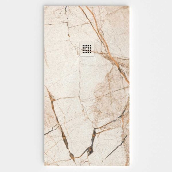 Base de duche em resina com textura de ardósia. Efeito mármore Broullie - moderno STONE 3D antiderrapante