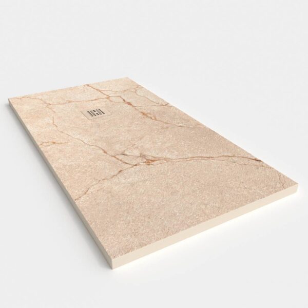 Base de duche em resina com textura de ardósia. Efeito mármore Creme - moderno STONE 3D antiderrapante - Image 2