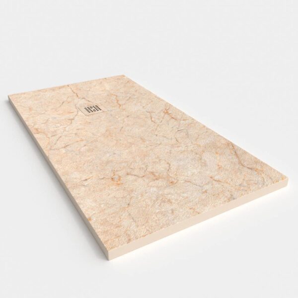 Base de duche em resina com textura de ardósia. Efeito mármore Creme Marfim - moderno STONE 3D antiderrapante - Image 2