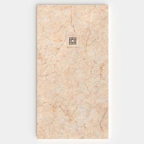 Base de duche em resina com textura de ardósia. Efeito mármore Creme Marfim - moderno STONE 3D antiderrapante