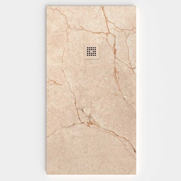 Base de duche em resina com textura de ardósia. Efeito mármore Creme - moderno STONE 3D antiderrapante