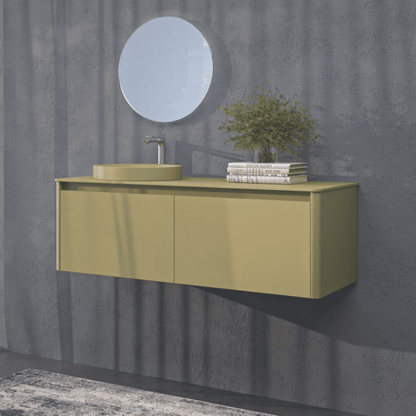 Móveis de casa de banho FUSE suspenso na parede 2 gavetas AMARELO OLIVA - Image 4