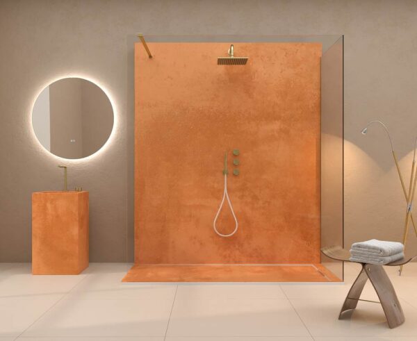 Painel de revestimento de paredes de casas de banho MSCOMPACT efeito cimento COBRE