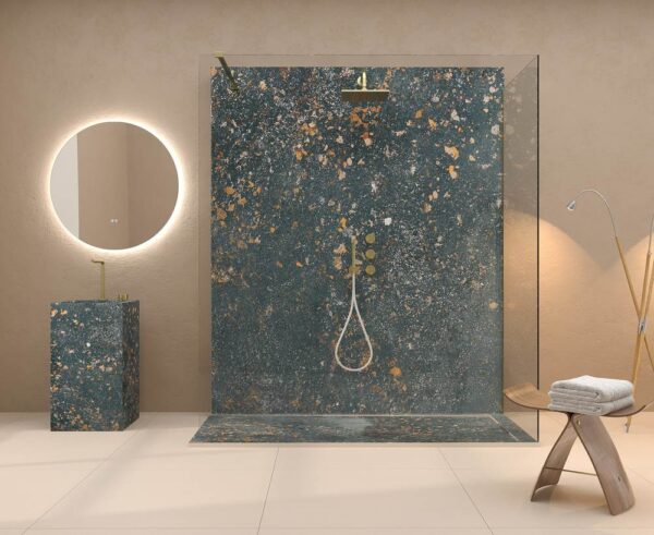 Painel de revestimento de paredes de casas de banho MSCOMPACT efeito cimento LEOPARD