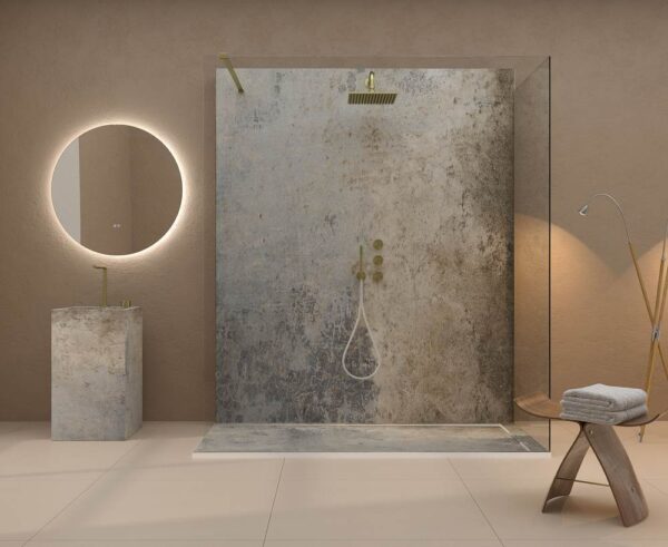 Painel de revestimento de paredes de casas de banho MSCOMPACT efeito cimento CINZA