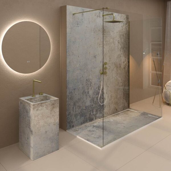 Painel de revestimento de paredes de casas de banho MSCOMPACT efeito cimento CINZA - Image 2