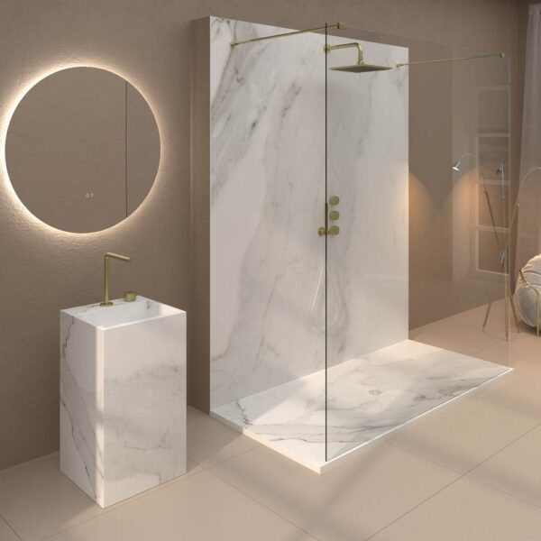 Painel de revestimento de paredes de casas de banho MSCOMPACT efeito mármore ARABESCATO - Image 2