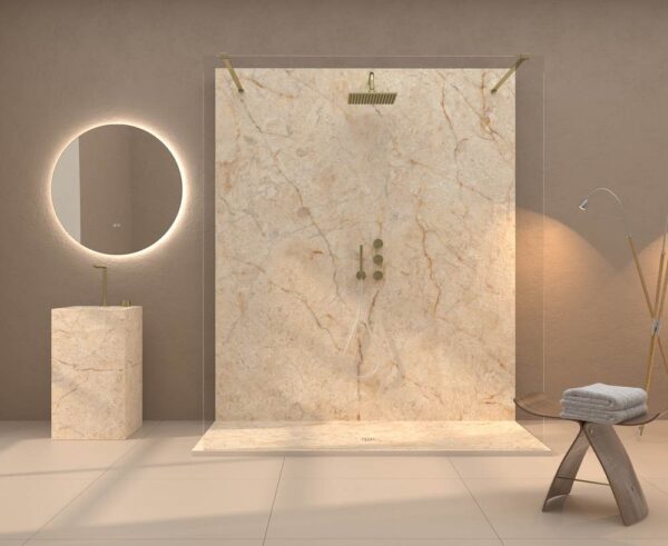 Painel de revestimento de paredes de casas de banho MSCOMPACT efeito mármore CREMA - Image 2