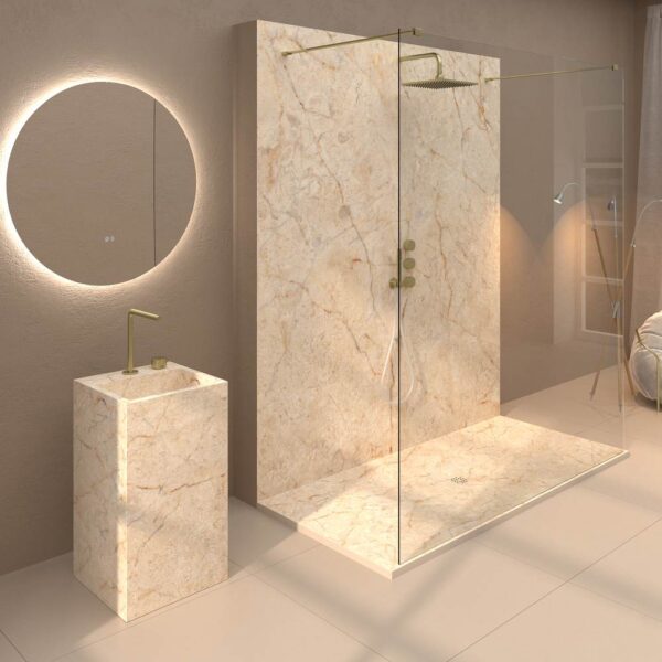 Painel de revestimento de paredes de casas de banho MSCOMPACT efeito mármore CREMA
