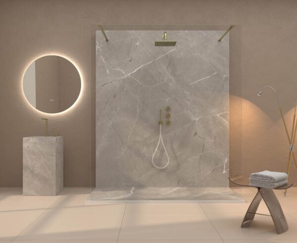 Painel de revestimento de paredes de casas de banho MSCOMPACT efeito mármore GRIGIO - Image 3