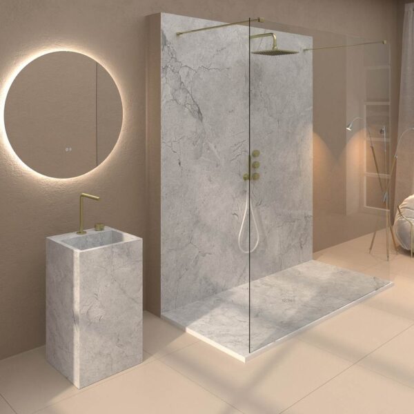 Painel de revestimento de paredes de casas de banho MSCOMPACT efeito mármore RAIN