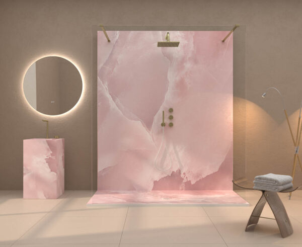 Painel de revestimento de paredes de casas de banho MSCOMPACT efeito mármore ROSATO - Image 3