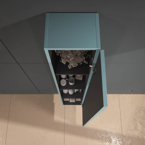 Coluna de casa de banho 1 porta suspensa 170 cm x 35 cm x 25 cm Acabamento AZUL TURQUESA - Image 2