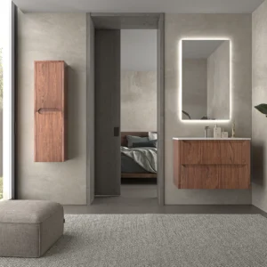 Móvel de casa de banho 2 gavetas TOSCANA com lavatório de porcelana acabamento BIRCH