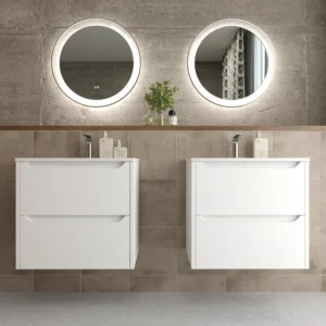 Móvel de casa de banho 2 gavetas TOSCANA com lavatório de porcelana acabamento BRANCO