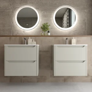 Móvel de casa de banho 2 gavetas TOSCANA com lavatório de porcelana acabamento CINZA SILK