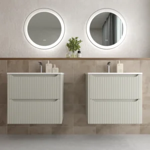 Móvel de casa de banho 2 gavetas TOSCANA com lavatório de porcelana acabamento squadratto CINZA SILK