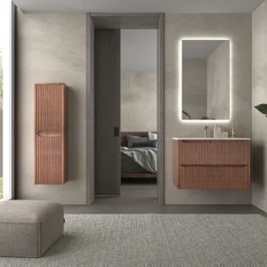 Móvel de casa de banho 2 gavetas TOSCANA com lavatório de porcelana acabamento millerigue BIRCH