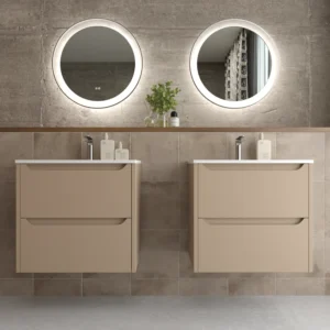 Móvel de casa de banho 2 gavetas TOSCANA com lavatório de porcelana acabamento MOKA