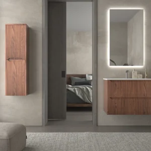 Móvel de casa de banho 2 gavetas TOSCANA com lavatório de porcelana acabamento squadratto BIRCH