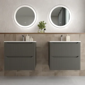 Móvel de casa de banho 2 gavetas TOSCANA com lavatório de porcelana acabamento squadratto TOPO