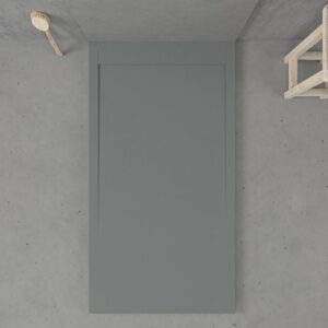 Base de duche em resina com moldura URBANSTONE Cinzento RAL 7040, textura de ardósia, antibacteriana e antiderrapante. Grelha oculta.