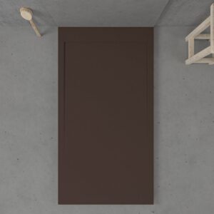 Base de duche em resina com moldura URBANSTONE Castanho RAL 8017, textura de ardósia, antibacteriana e antiderrapante. Grelha oculta.