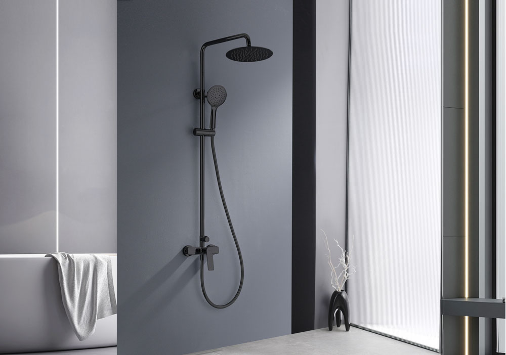 Conjunto de Duche Monocomando GLORY Preto Cristal