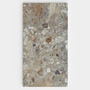 Base de duche em resina com textura de ardósia. Efeito mármore CRUNELL - antiderrapante STONE 3D moderno – imagem 1