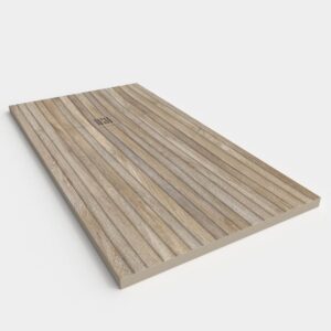 Base de duche em resina com efeito madeira TERUVA, textura de ardósia - antiderrapante STONE 3D moderno – imagem 2