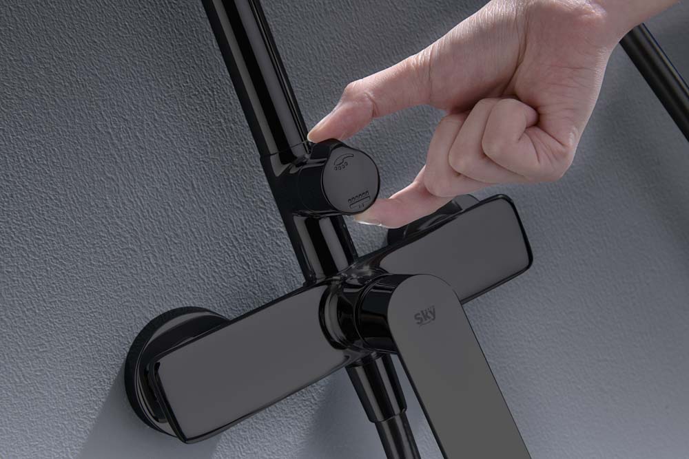 Conjunto de Duche Monocomando GLORY Preto Cristal