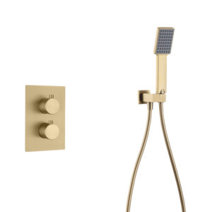 Conjunto de Duche Termostático Encastrável ETERNITY Ouro Escovado