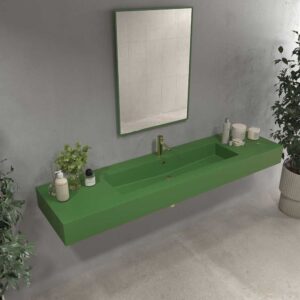 Lavatório suspenso à medida FIONA com cuba centrada SOLID SURFACE Verde esmeralda – imagem 1