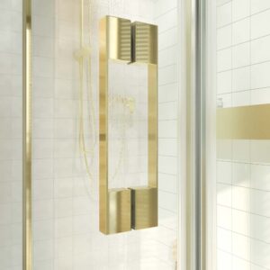 Divisória de duche retangular OPEN 2 fixos - 1 porta rebatível à medida DOURADO MATE – imagem 2