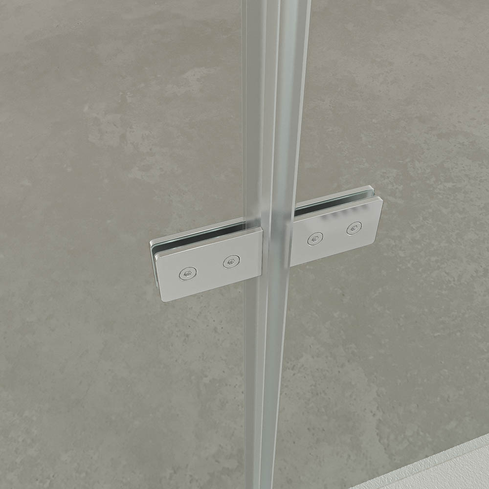 Divisória de duche retangular SILEX 2 fixos - 1 porta rebatível à medida CROMADO BRILHANTE – imagem 3