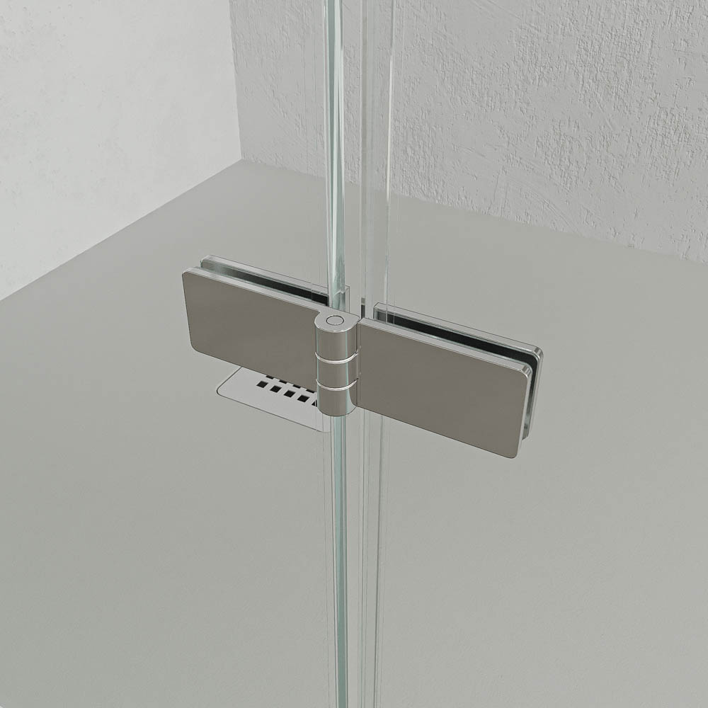 Divisória de duche retangular SILEX 2 fixos - 1 porta rebatível à medida CROMADO BRILHANTE – imagem 4