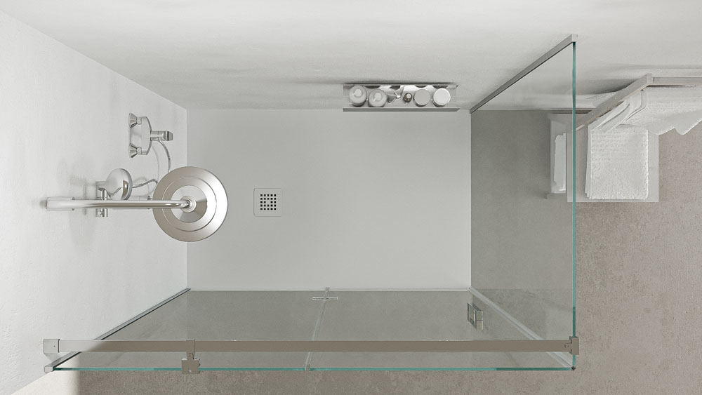 Divisória de duche retangular SILEX 2 fixos - 1 porta rebatível à medida CROMADO BRILHANTE – imagem 5