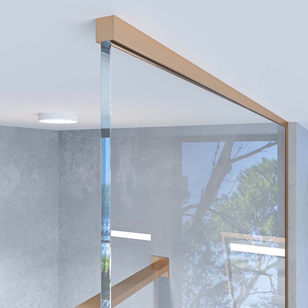 Divisória de duche ZEN fixa até ao teto vidro 8 mm fabricada à medida COBRE – imagem 2