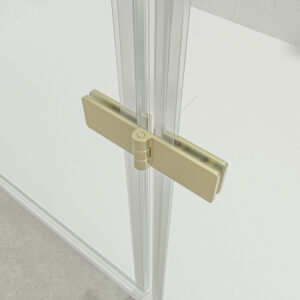Divisória de duche retangular SILEX 2 fixos - 1 porta rebatível à medida DOURADO MATE – imagem 2