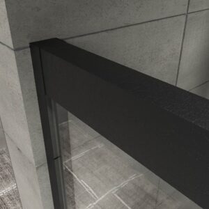 Divisória de duche NOVUM frontal 1 fixo - 1 porta de correr vidro transparente 6 mm. COURO PRETO – imagem 2