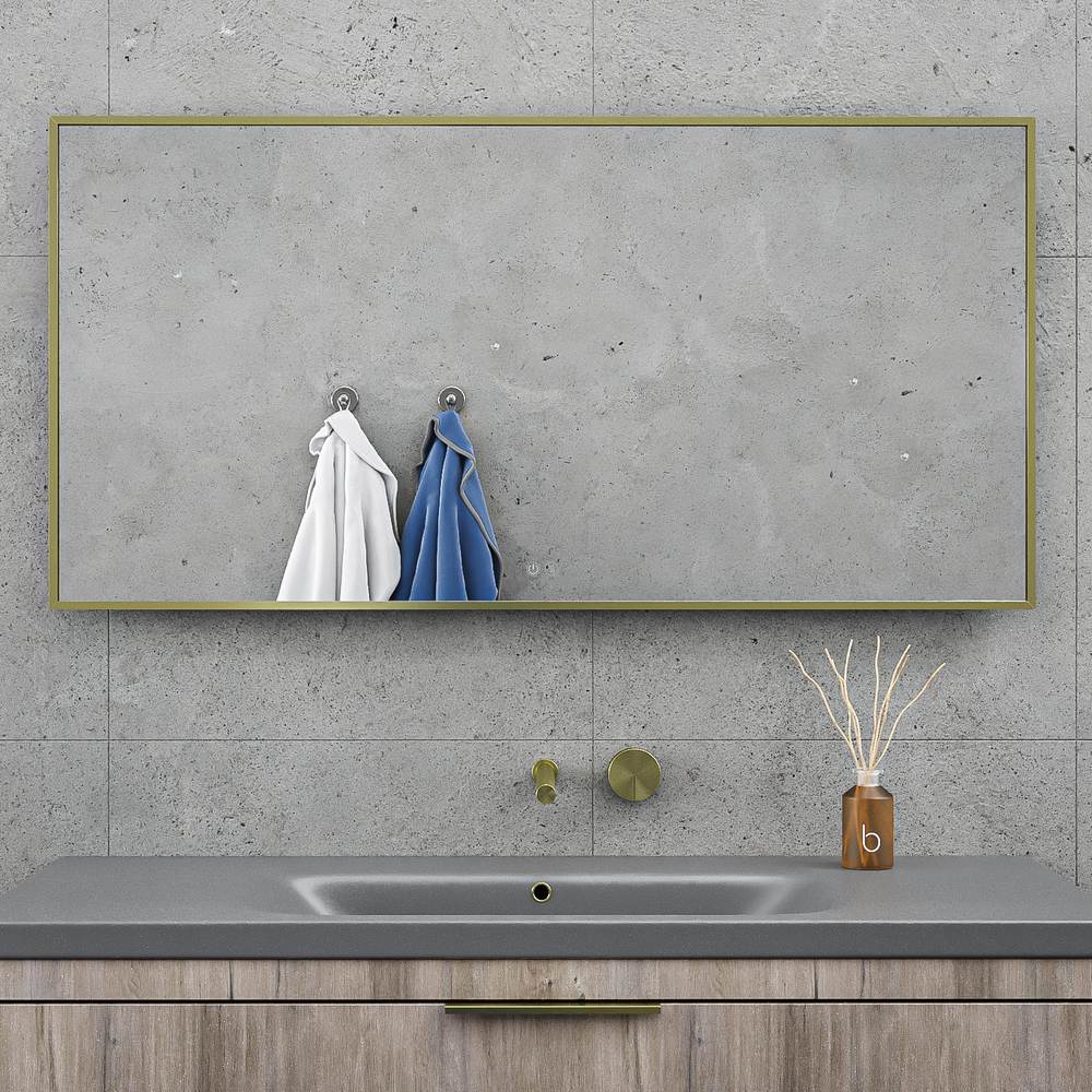 Espelho de casa de banho ALUMINIUM moldura dourada com luz LED ambiente – imagem 3