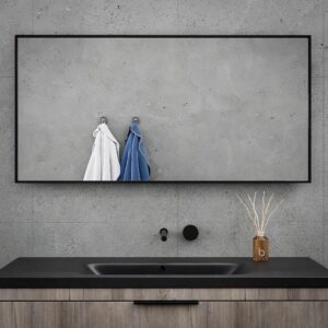 Espelho de casa de banho ALUMINIUM moldura preta com luz LED ambiente – imagem 2