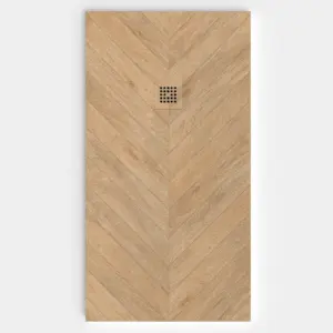 Base de duche em resina com efeito madeira CEDAR, textura de ardósia - antiderrapante STONE 3D moderno – imagem 1