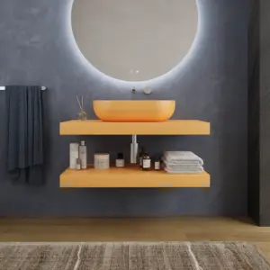 Bancada com lavatório suspenso SOLID SURFACE KONNA Amarelo açafrão – imagem 1