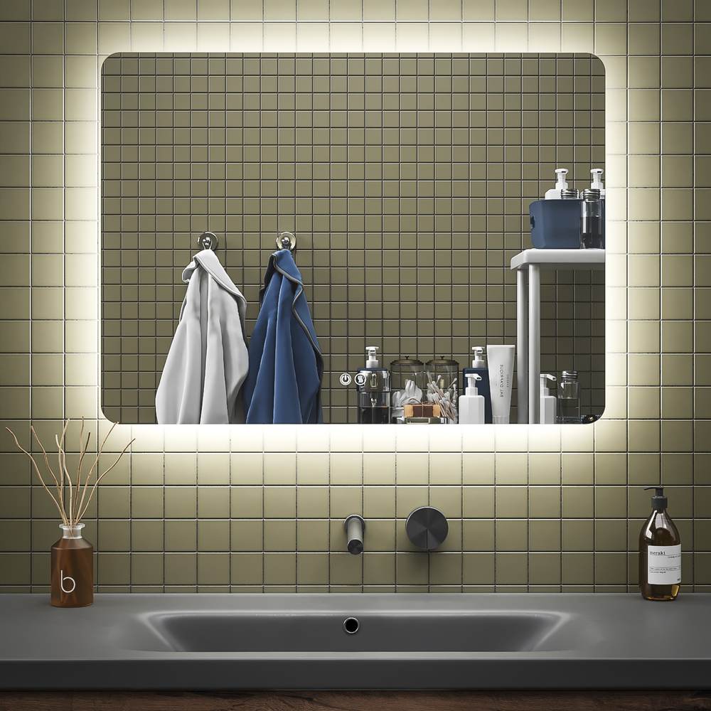 Espelho de casa de banho HYDRA retangular com luz LED ambiente – imagem 1