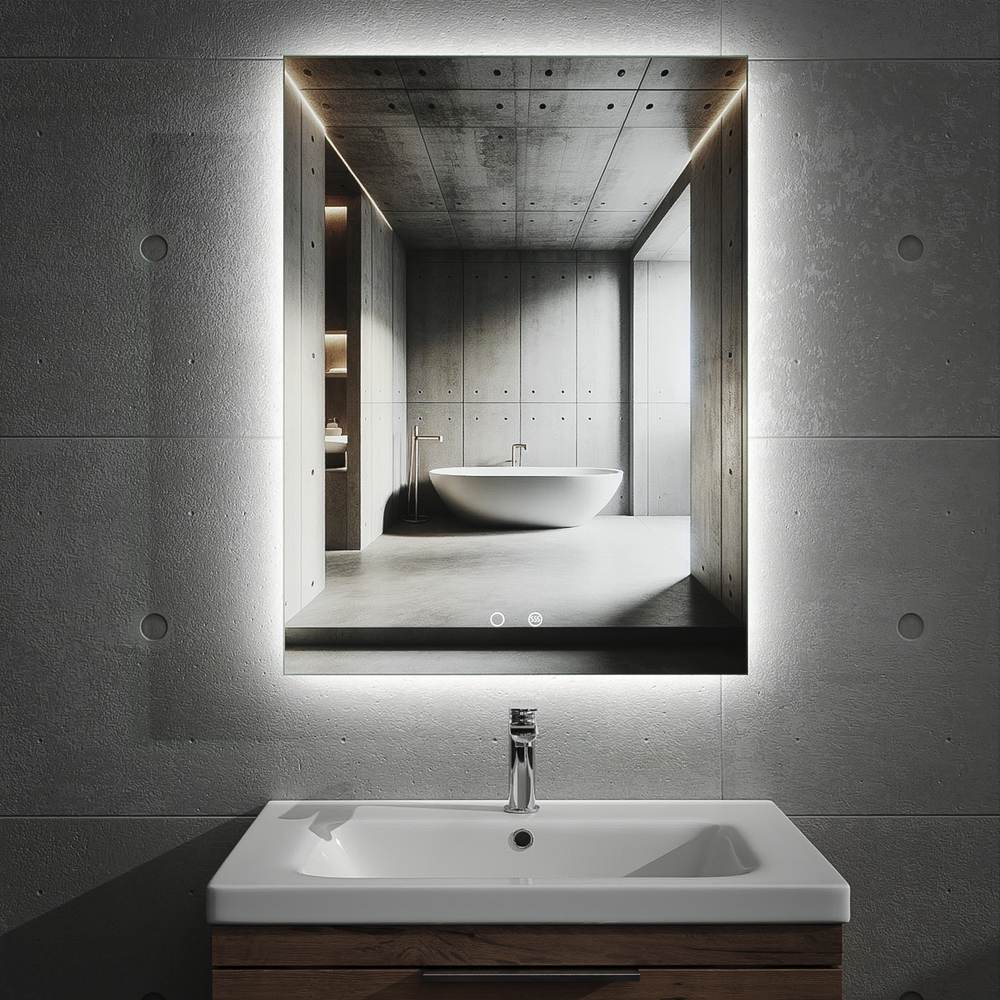 Espelho de casa de banho KAYRA retangular com luz LED ambiente – imagem 1