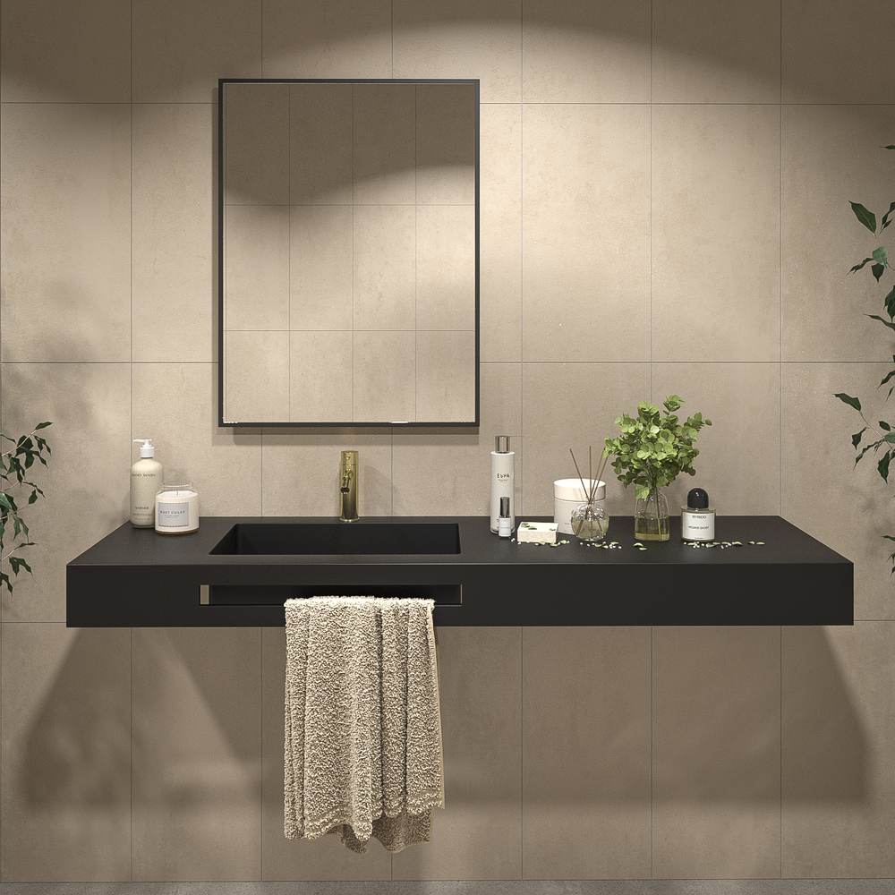 Espelho de casa de banho KEOPS jateado pintado PRETO com luz LED ambiente – imagem 1