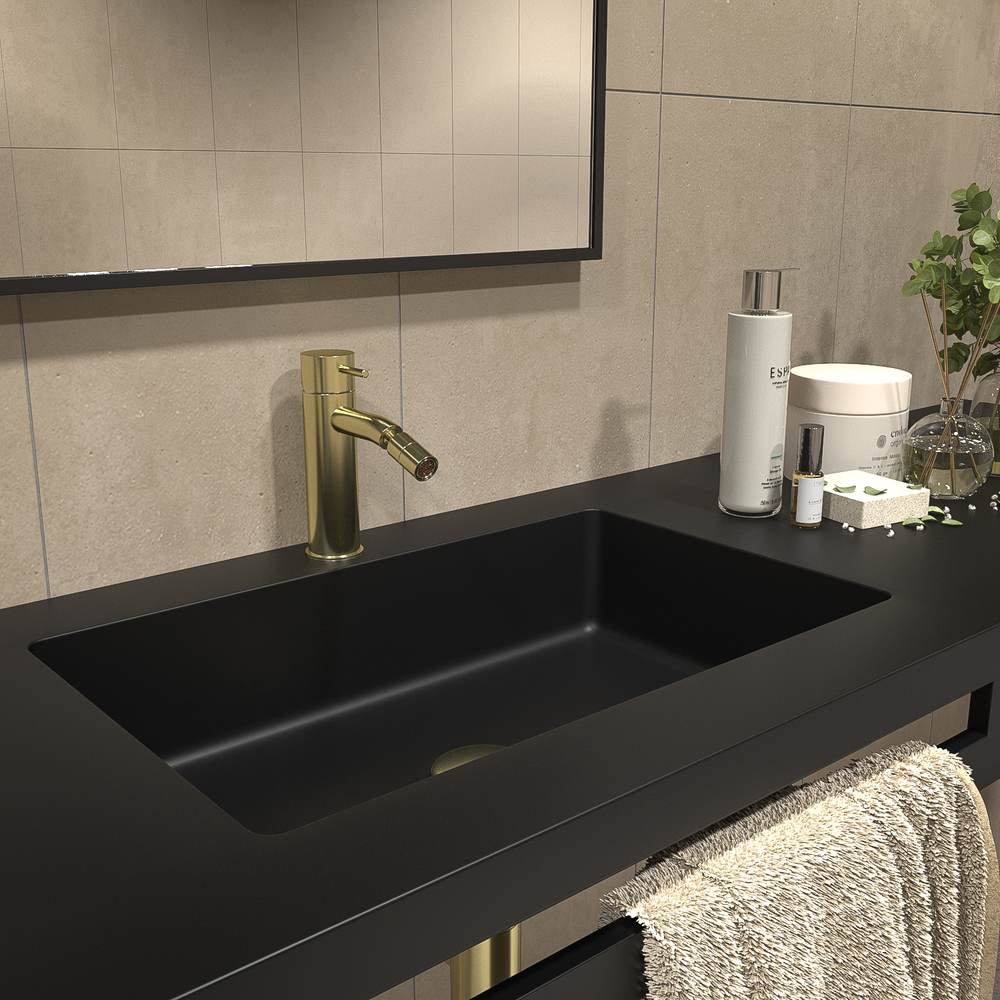Espelho de casa de banho KEOPS jateado pintado PRETO com luz LED ambiente – imagem 2