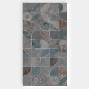 Base de duche em resina com textura de ardósia. Efeito hidráulico RETRO - antiderrapante STONE 3D moderno – imagem 1